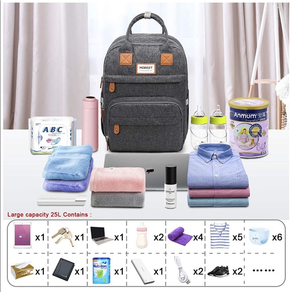 Baby Diaper Bag with Charging Port & Compartments - Picture 2 of 8